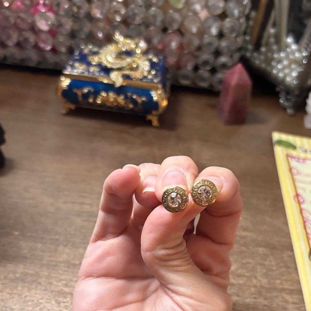 Coach gold earrings - never worn. - Picture 3 of 4